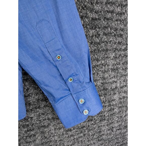 Robert Graham Shirt Mens XL Blue Tailored Fit Cotton Long Sleeve Designer City - Picture 12 of 12